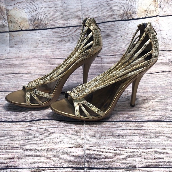 Carlos Santana Gold Snake Print Sandal Size 6 - Picture 4 of 12